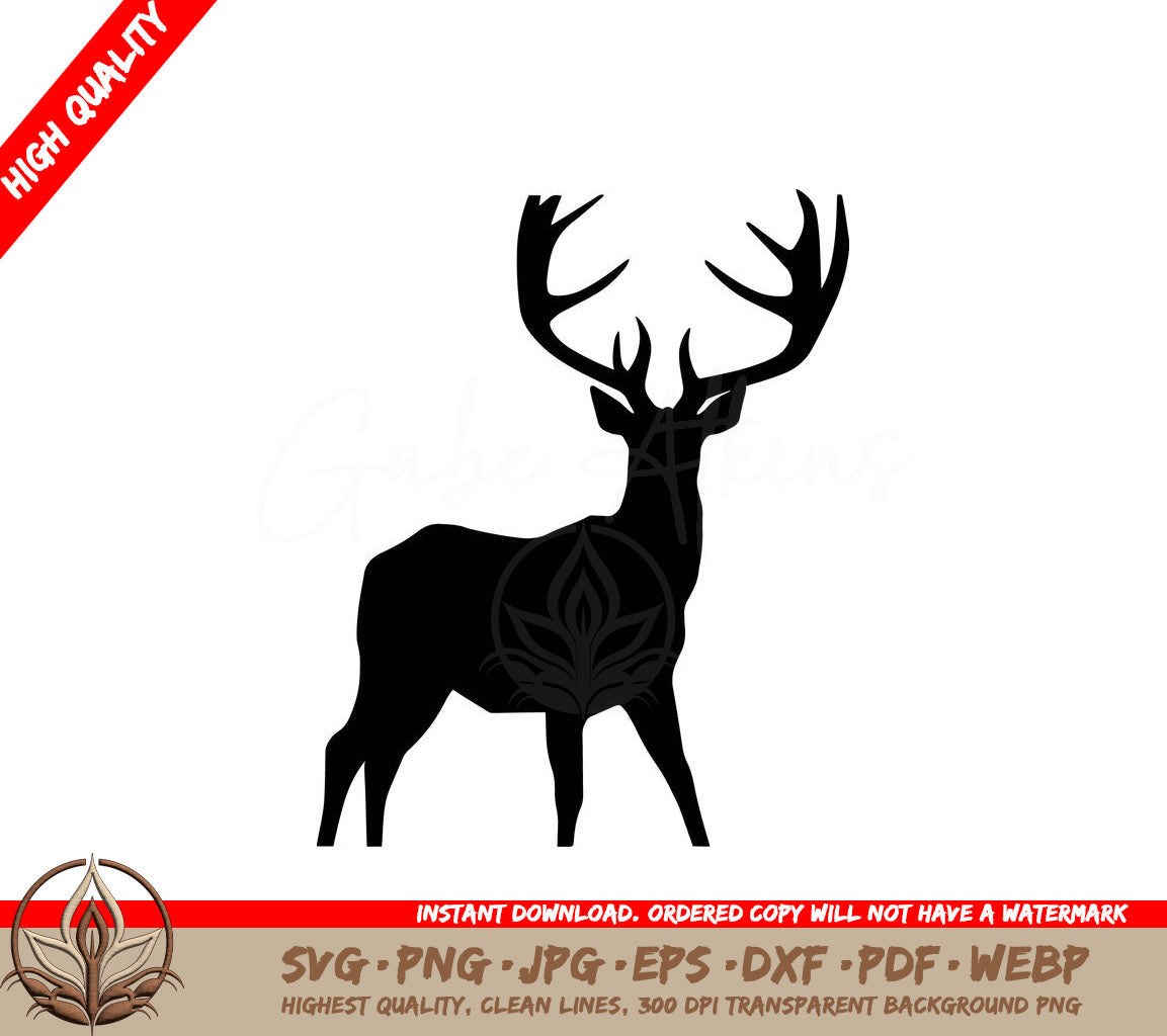 Stag Silhouette: Digital Cut File in Multiple Formats 
