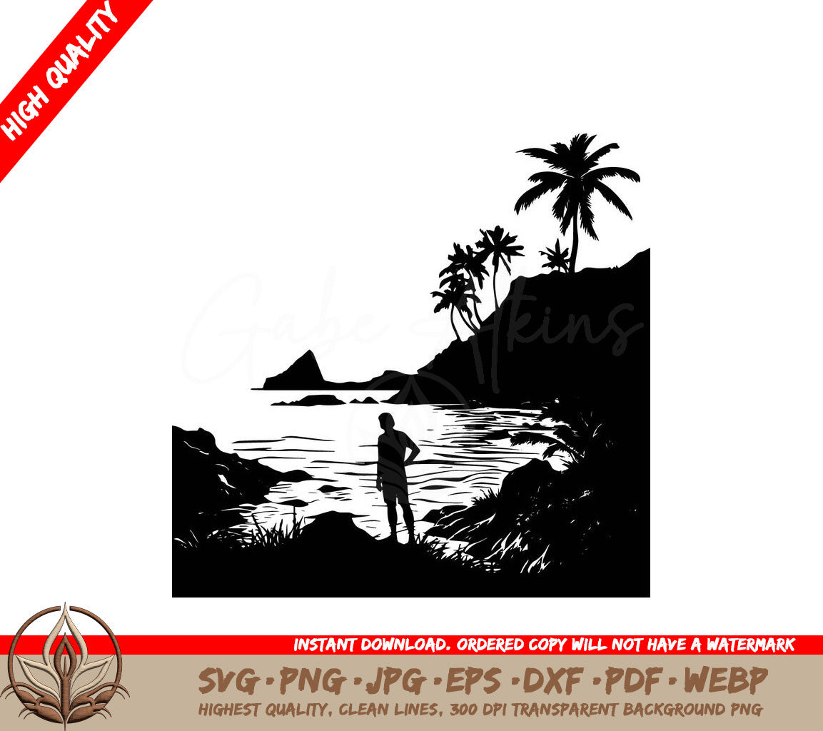 Standing by the Shore - Digital Design Cut File (SVG, PNG, JPG, AI, PDF, DXF, EPS, WebP) 
