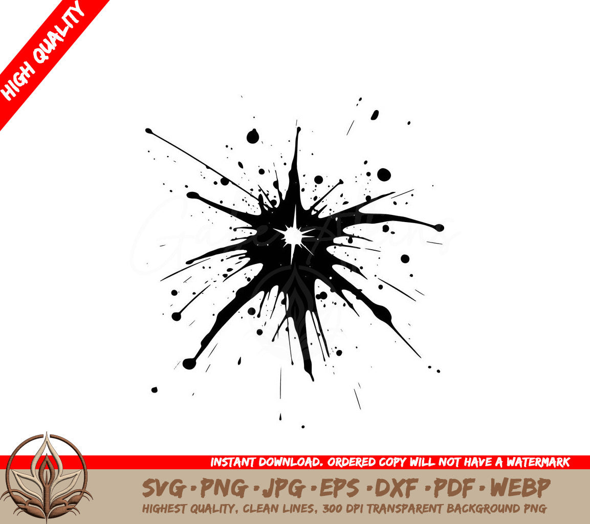 Starburst Splatter Digital Design in Multiple File Formats (SVG, PNG, JPG, AI, PDF, DXF, EPS, WebP) 
