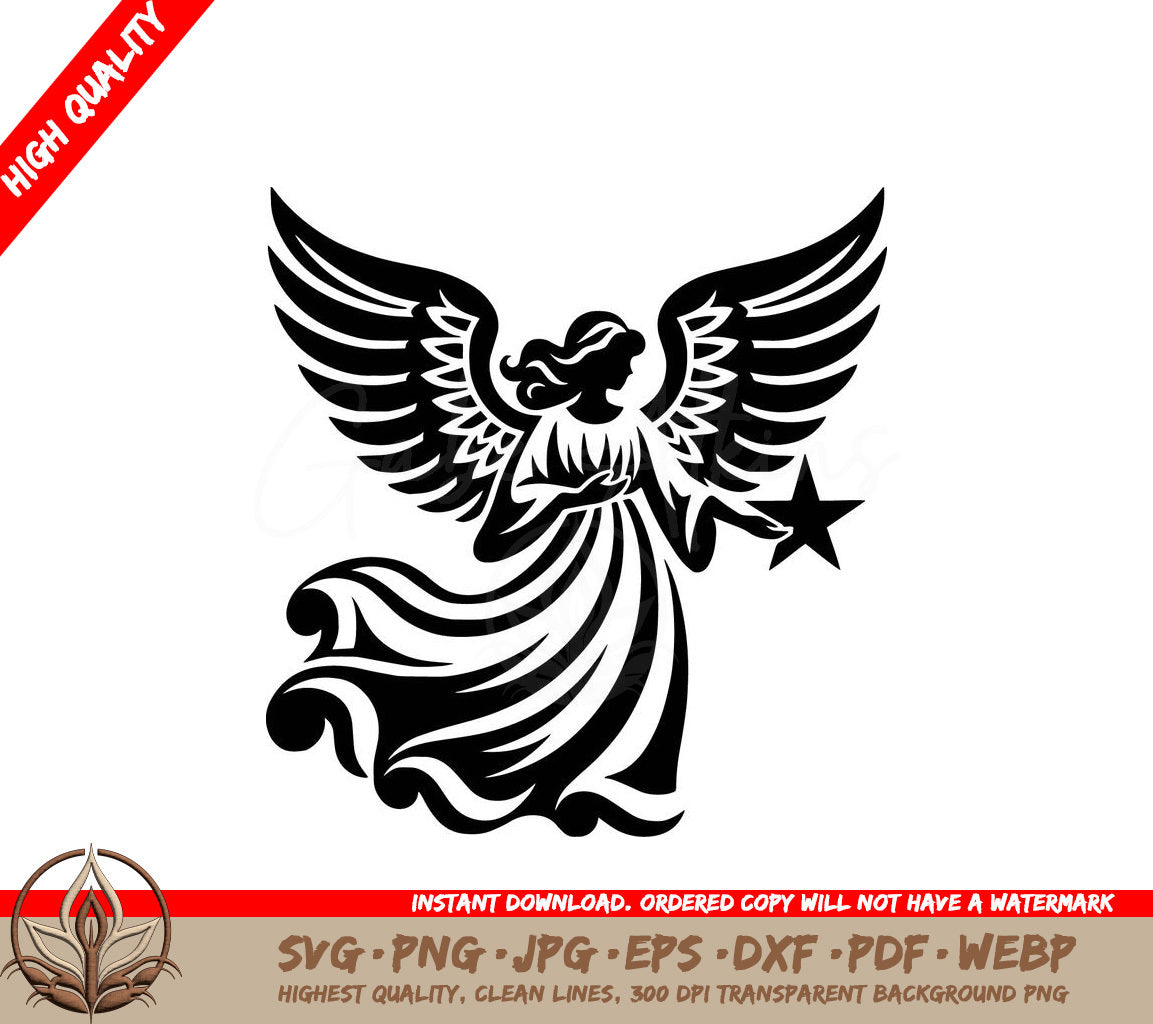  An Angel Holding A Star SVG - Starry Angel SVG