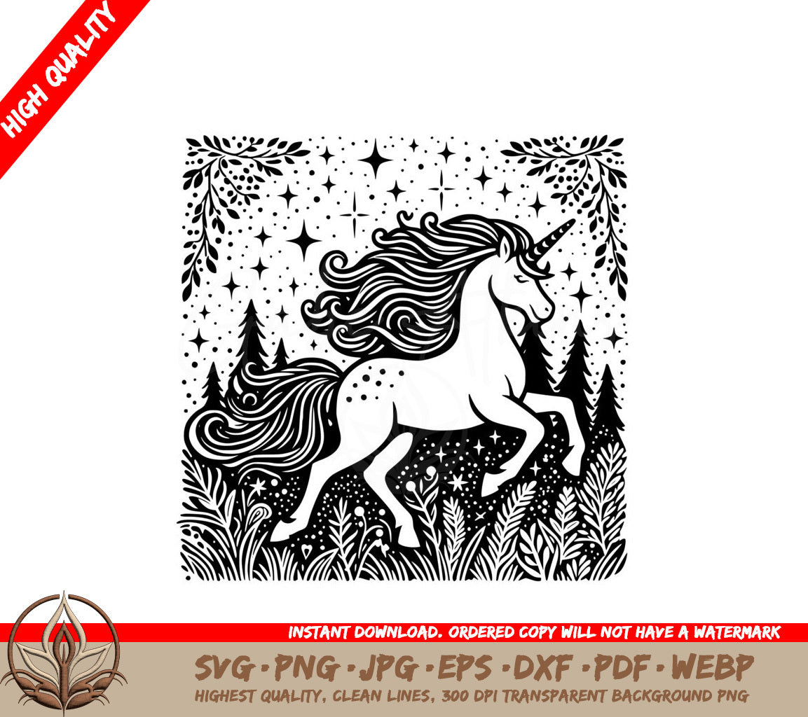 Starry Forest Unicorn SVG - Digital Download 
