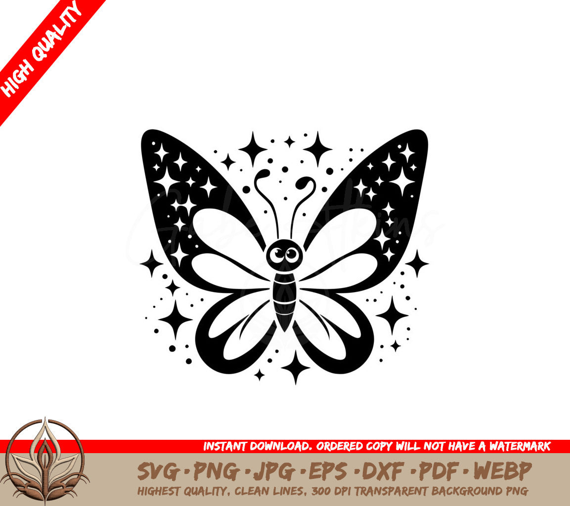 Starry Gaze Butterfly SVG PNG JPG AI PDF DXF EPS and WebP Digital Download 
