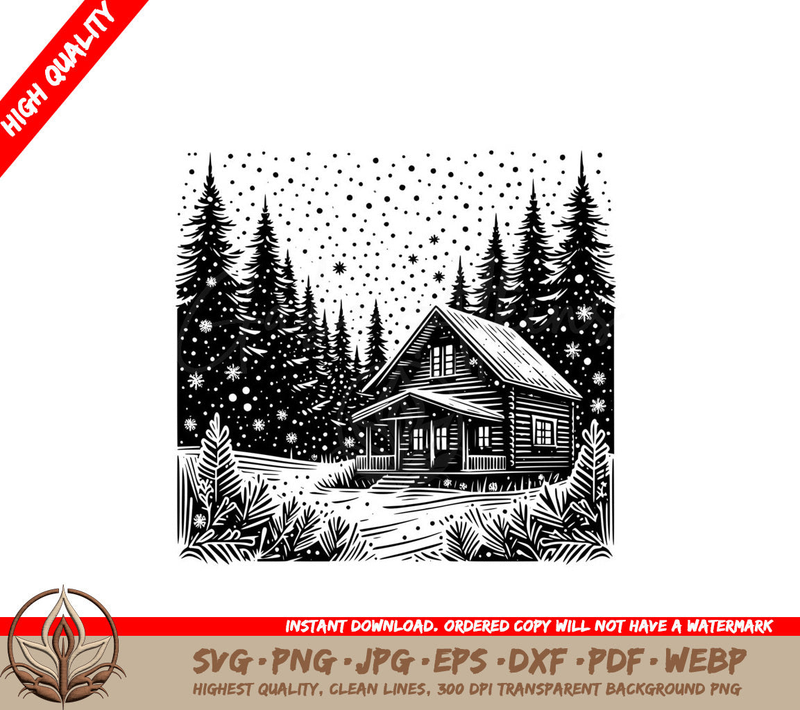 Starry Night Cabin SVG PNG JPG AI PDF DXF EPS  WebP 
