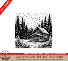 Starry Night Cabin SVG PNG JPG AI PDF DXF EPS  WebP 
