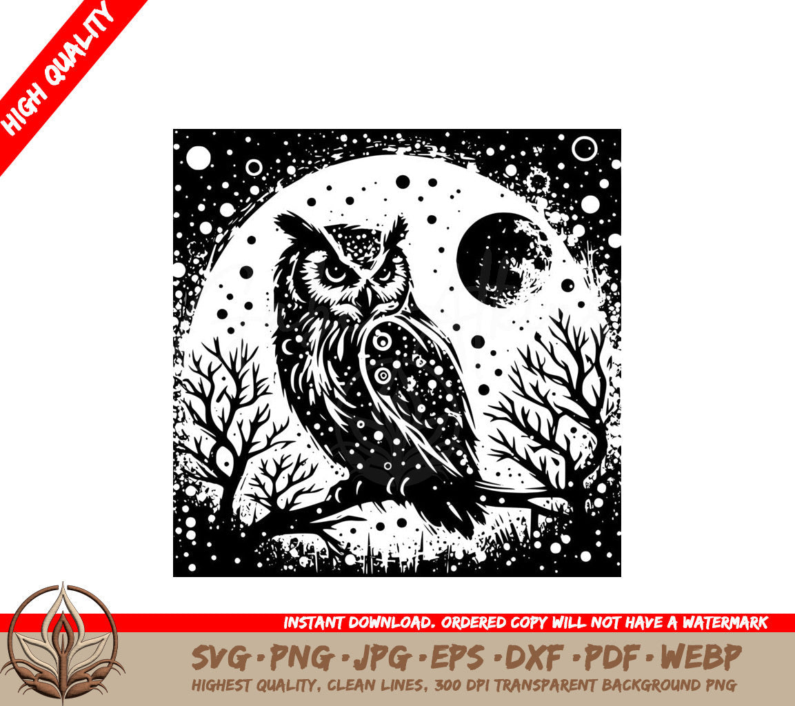 Starry Owl Enchantment SVG - Digital Download 
