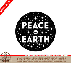 Peace On Earth Is Written In White On A Black Background SVG - Starry Peace on Earth SVG