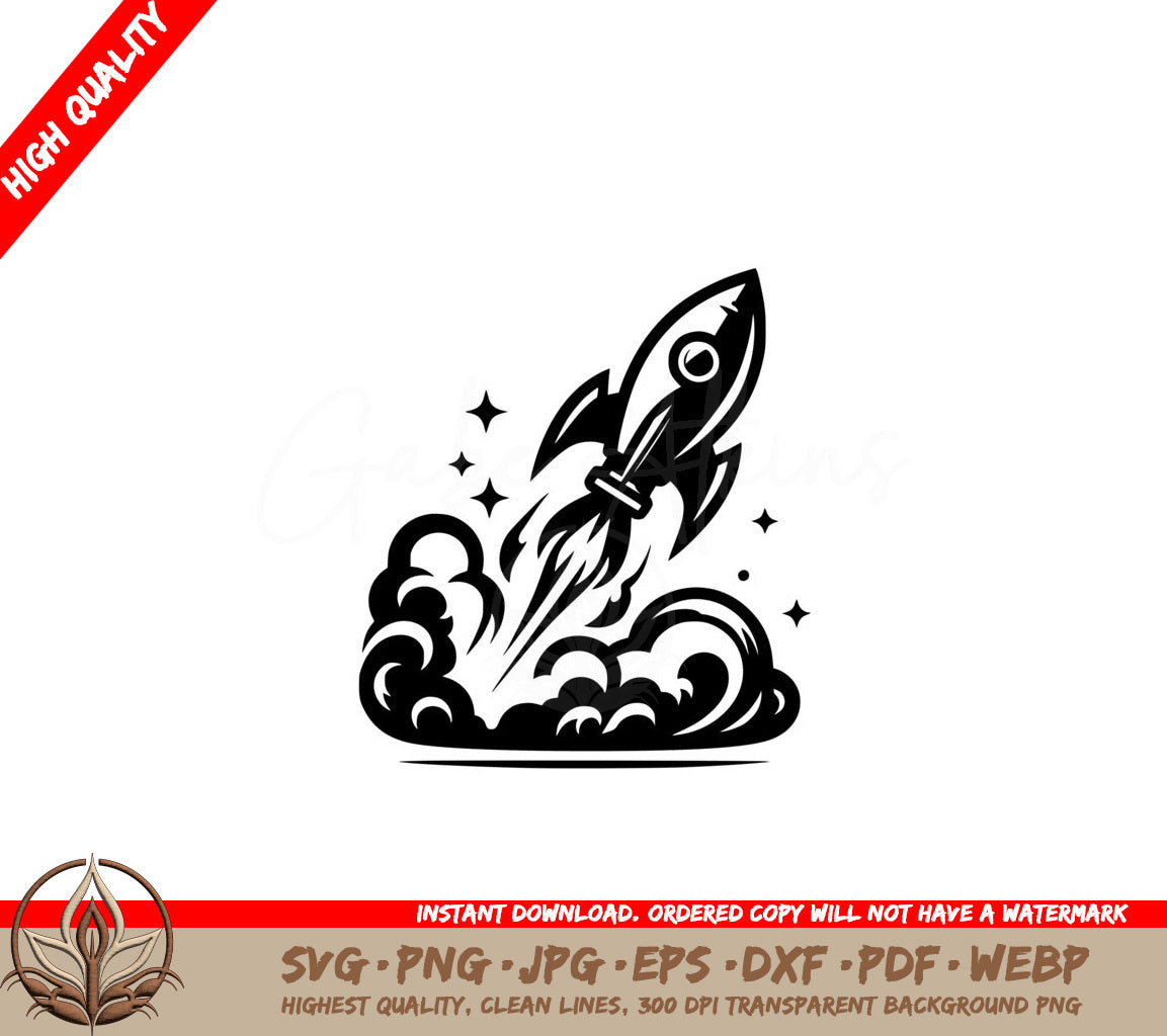 Starry Rocket Ascent SVG PNG JPG AI PDF DXF EPS  WebP 
