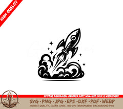 Starry Rocket Ascent SVG PNG JPG AI PDF DXF EPS  WebP 
