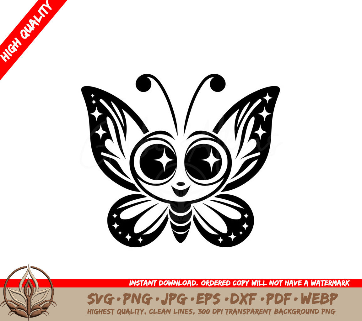 Starry Spiral Butterfly SVG PNG JPG AI PDF DXF EPS and WebP Digital Download 
