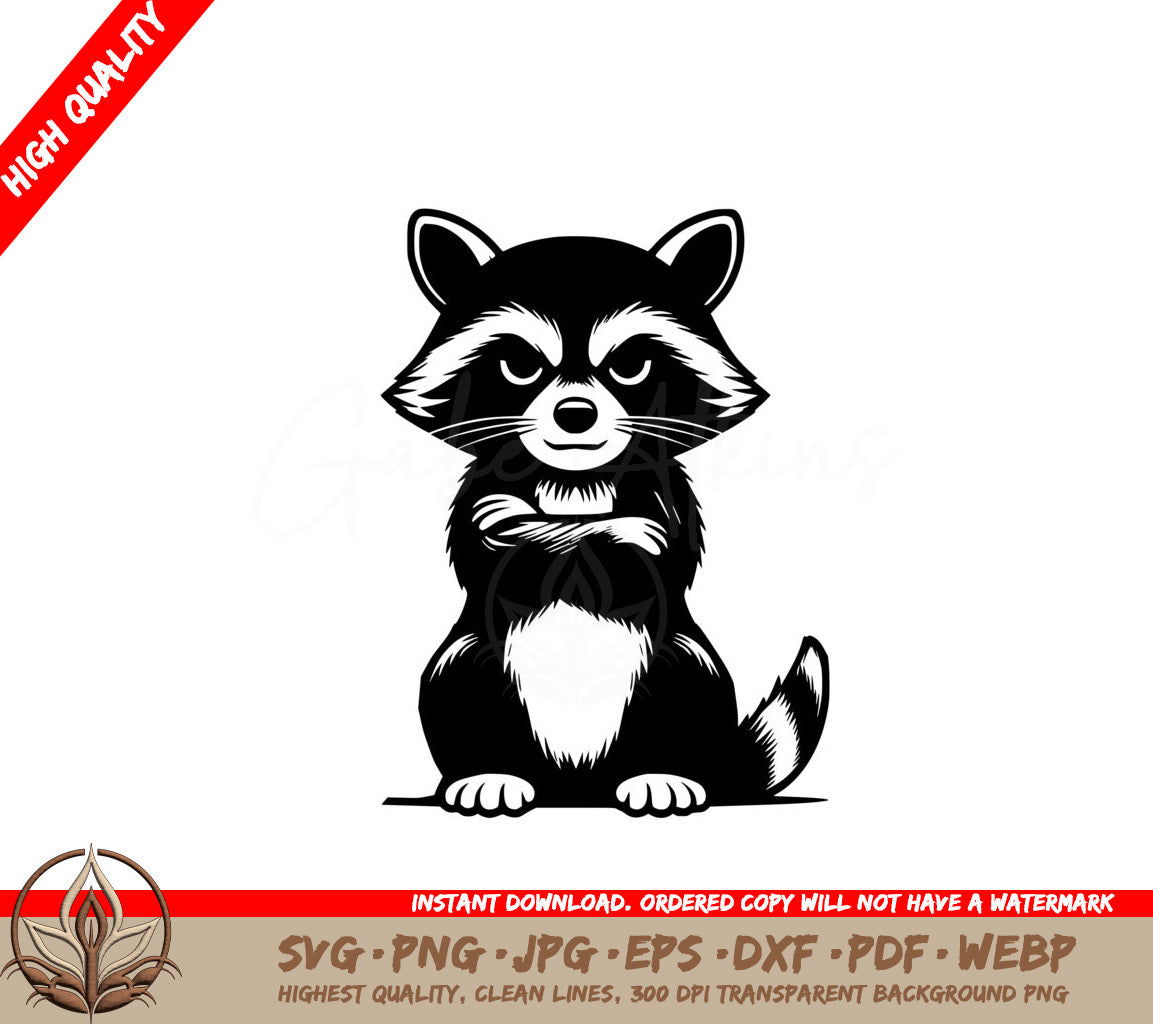 Stern Raccoon SVG PNG JPG AI PDF DXF EPS and WebP - Digital Download 
