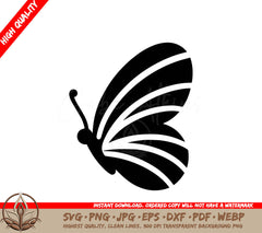 Striped Butterfly SVG - A Black And White Silhouette Of A Butterfly On A White Background