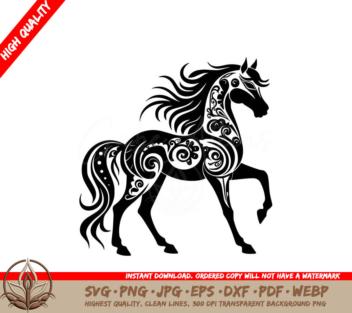  A Horse With A Long Mane SVG - Stunning Abstract Horse SVG