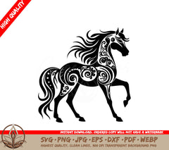  A Horse With A Long Mane SVG - Stunning Abstract Horse SVG