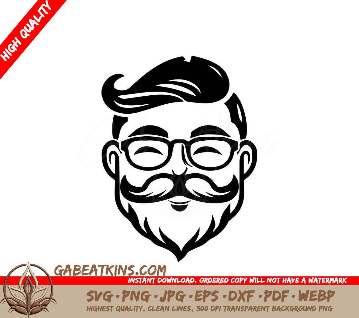 Stylish Mustache Man with Glasses -  SVG Illustration SVG