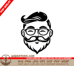 Stylish Mustache Man with Glasses -  SVG Illustration SVG