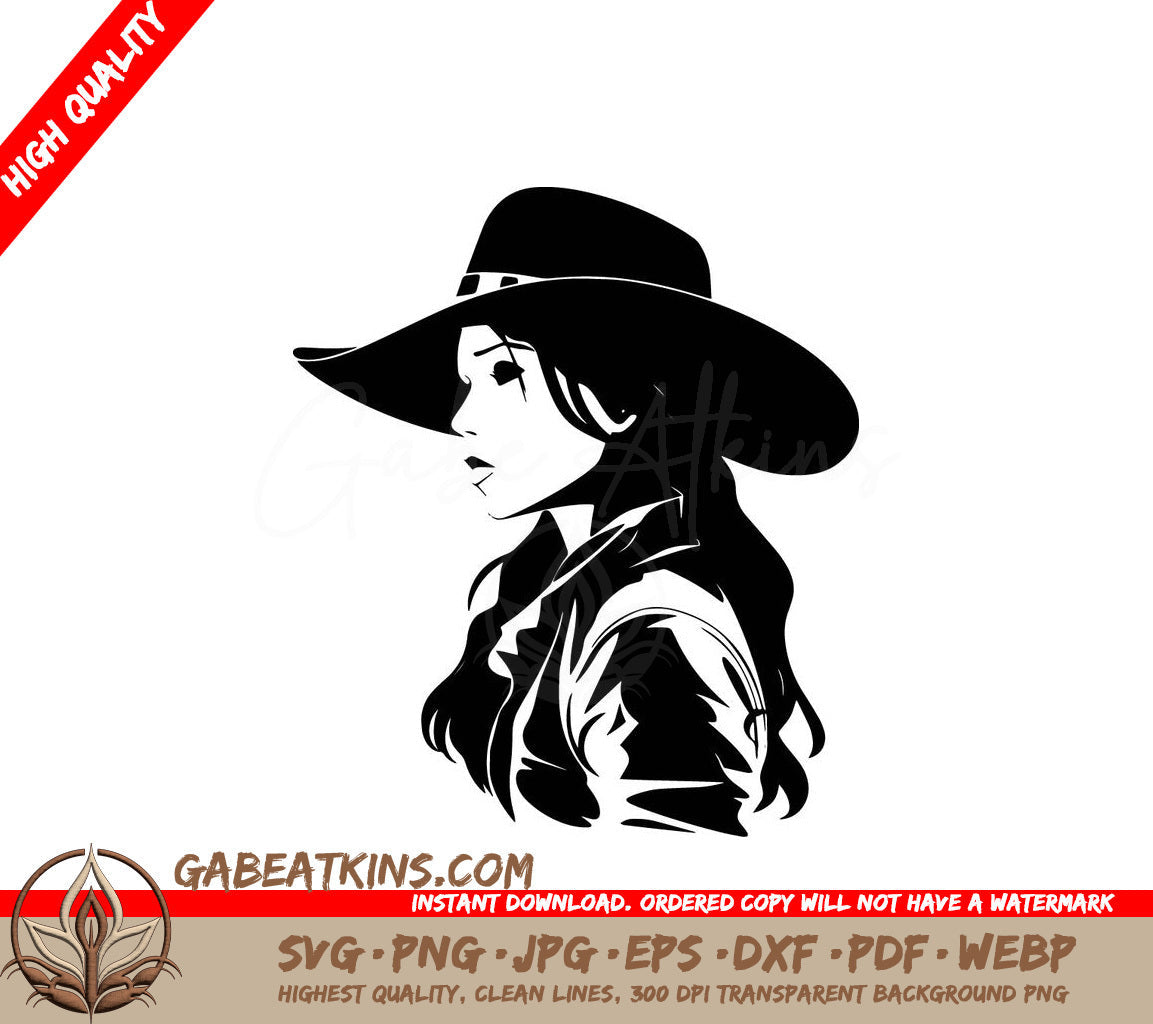  A Woman Wearing A Hat SVG - Stylish Cowgirl SVG