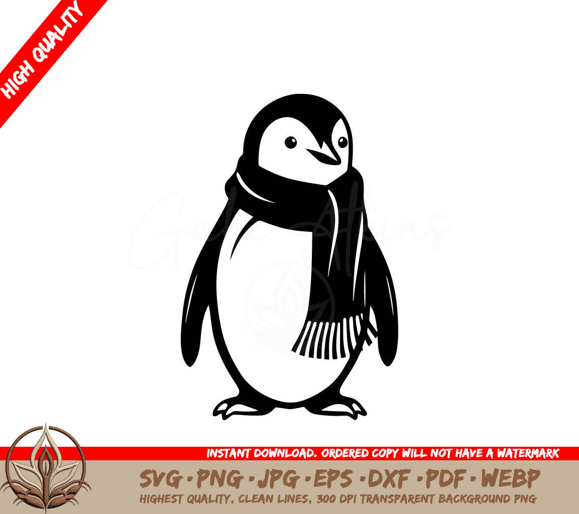 Stylish Penguin: Digital Design File (SVG, PNG, JPG, AI, PDF, DXF, EPS, WebP) 
