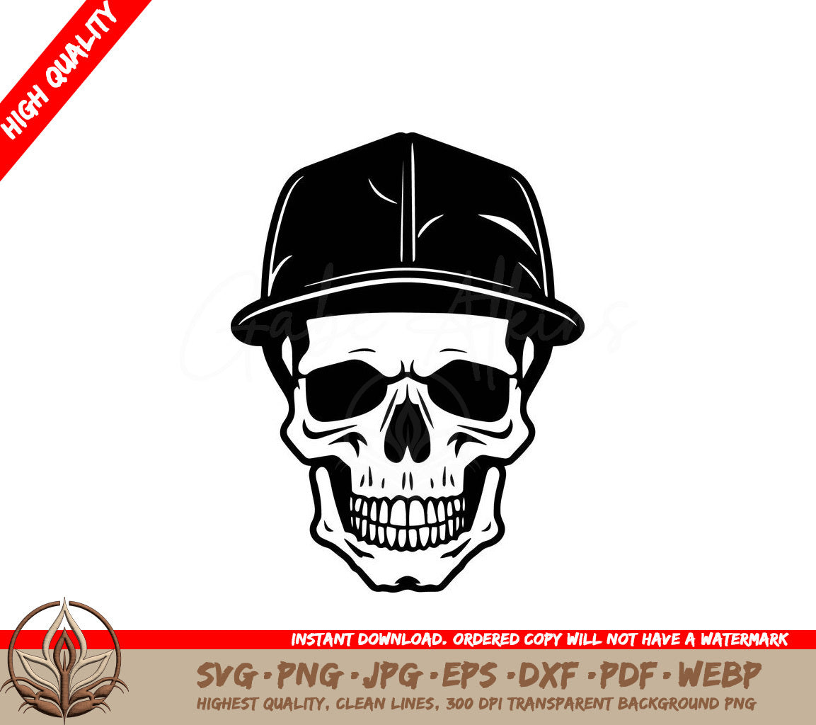 Stylish Skull: Digital Design File (SVG, PNG, JPG, AI, PDF, DXF, EPS, WebP) 
