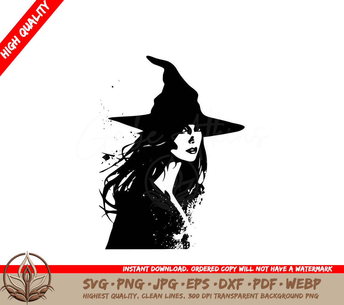 Stylish Witch Digital Design File for Crafters (SVG, PNG, JPG, AI, PDF, DXF, EPS, WebP) 
