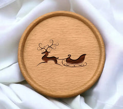  Reindeer Silhouette Pulling Sleigh SVG - Christmas Clipart SVG