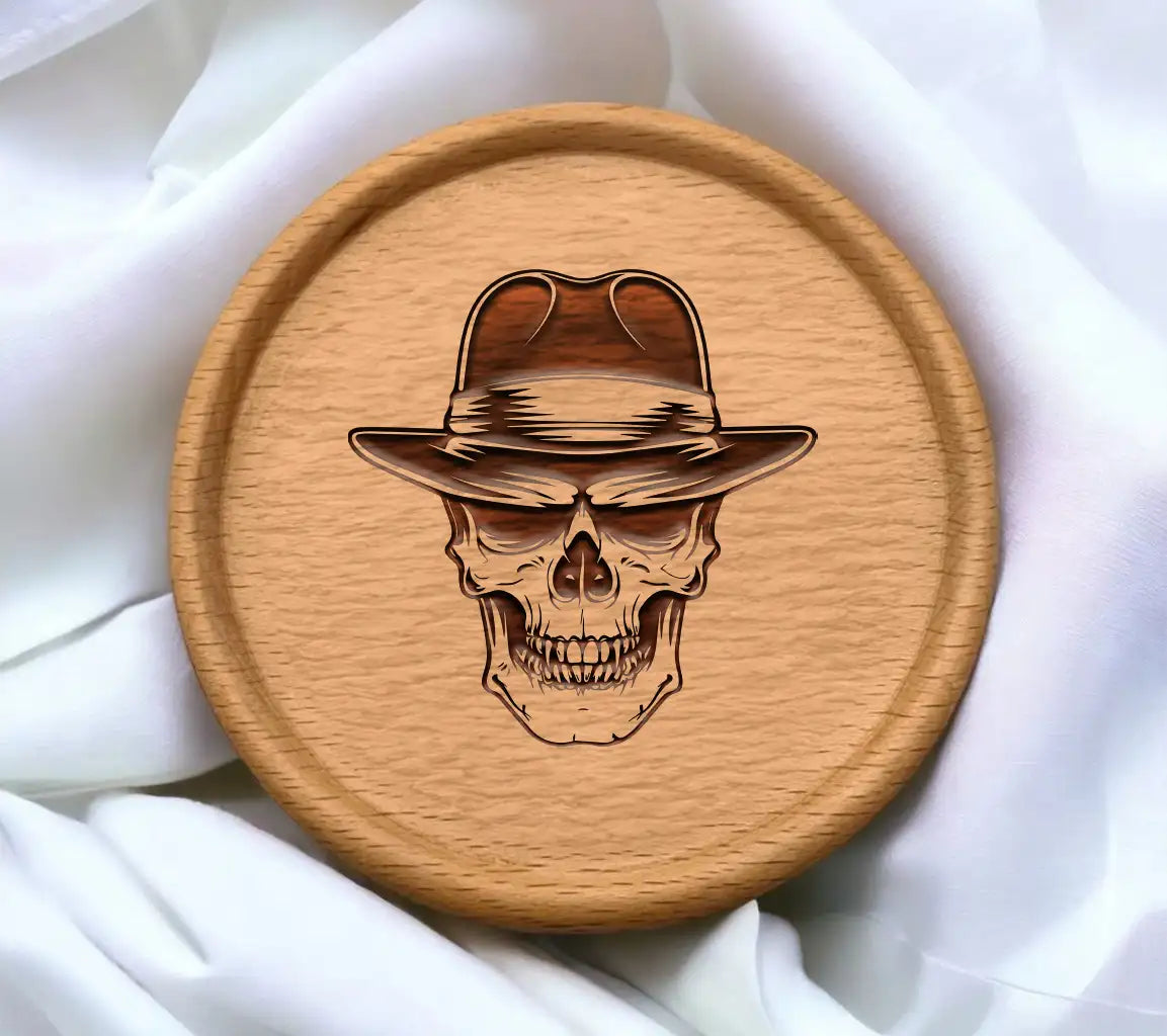 Stylized Skull with Hat SVG -  Drawing SVG