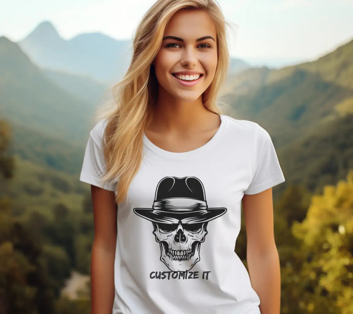 Stylized Skull with Hat SVG -  Drawing SVG