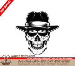 Stylized Skull with Hat SVG -  Drawing SVG