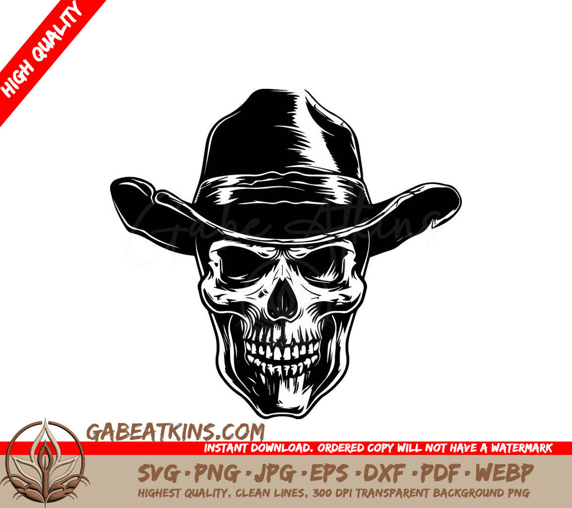 Stylized Cowboy Skull SVG -  Drawing SVG