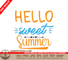 Orange & Blue Hello Summer SVG SVG