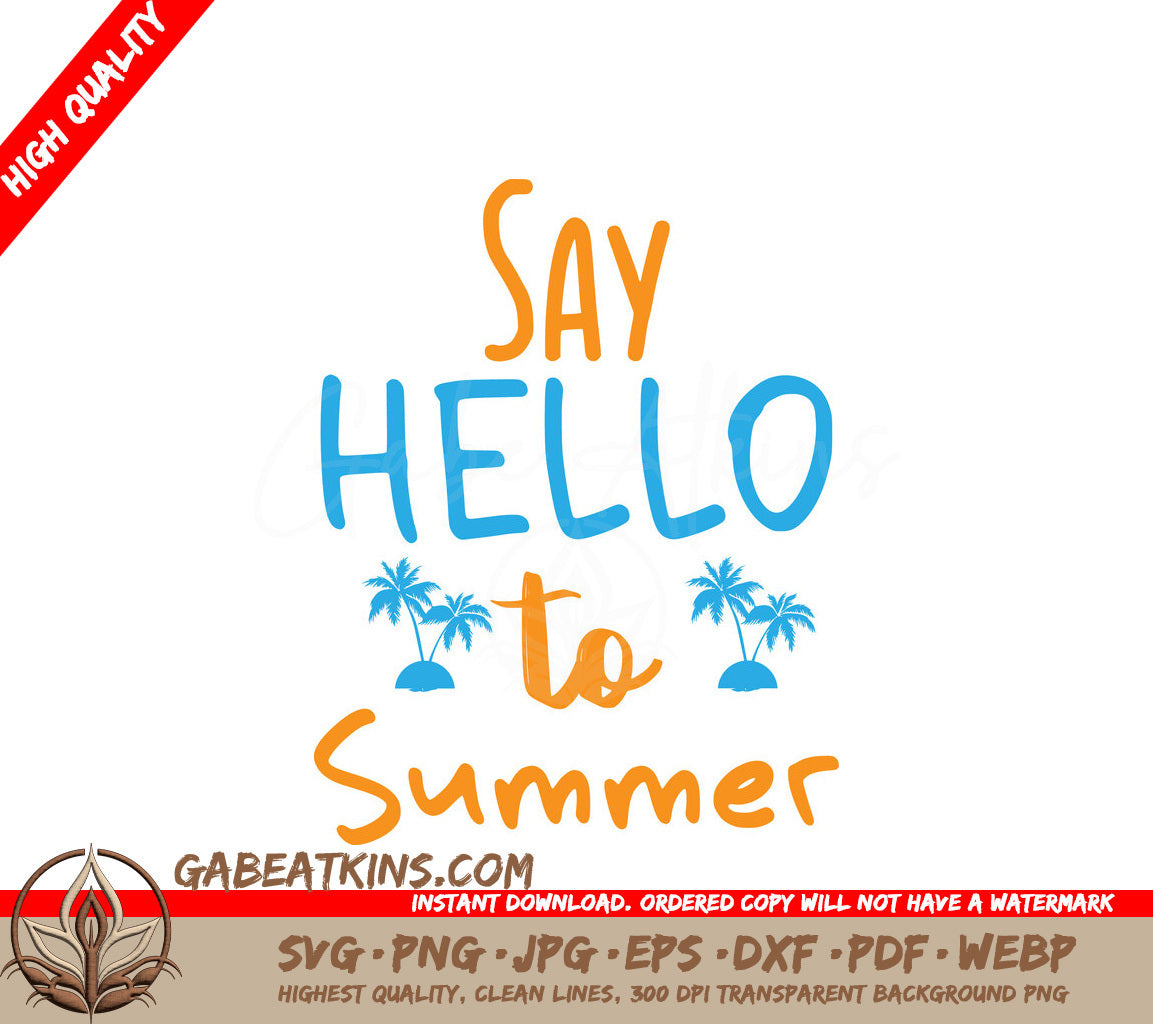 Summer Hello SVG Blue Orange SVG