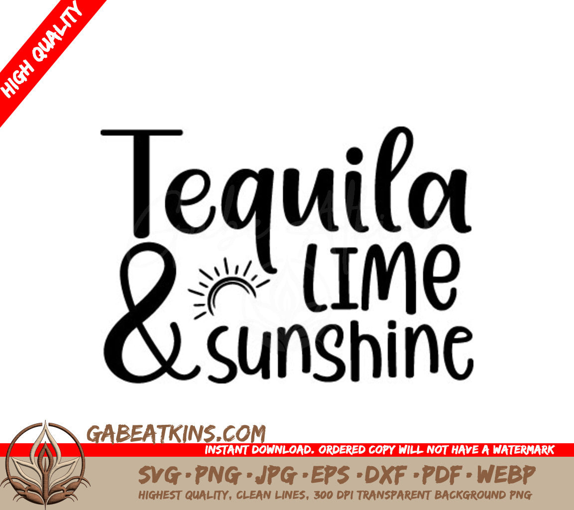  Tequila Lime Sunshine SVG - Summer Cocktail Design SVG