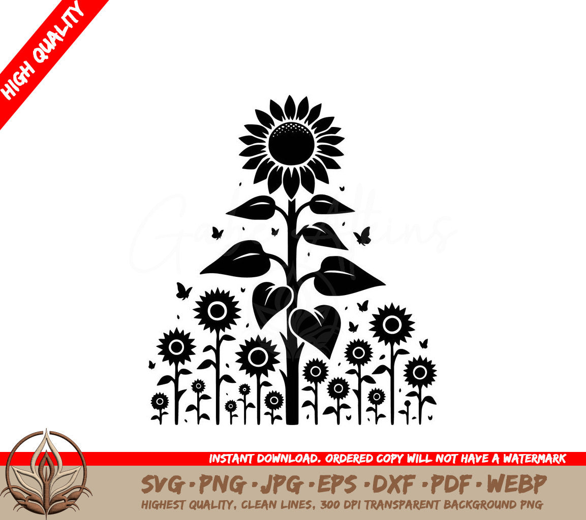 Sunflower Majesty Digital Design - SVG PNG JPG AI PDF DXF EPS WebP File Formats 
