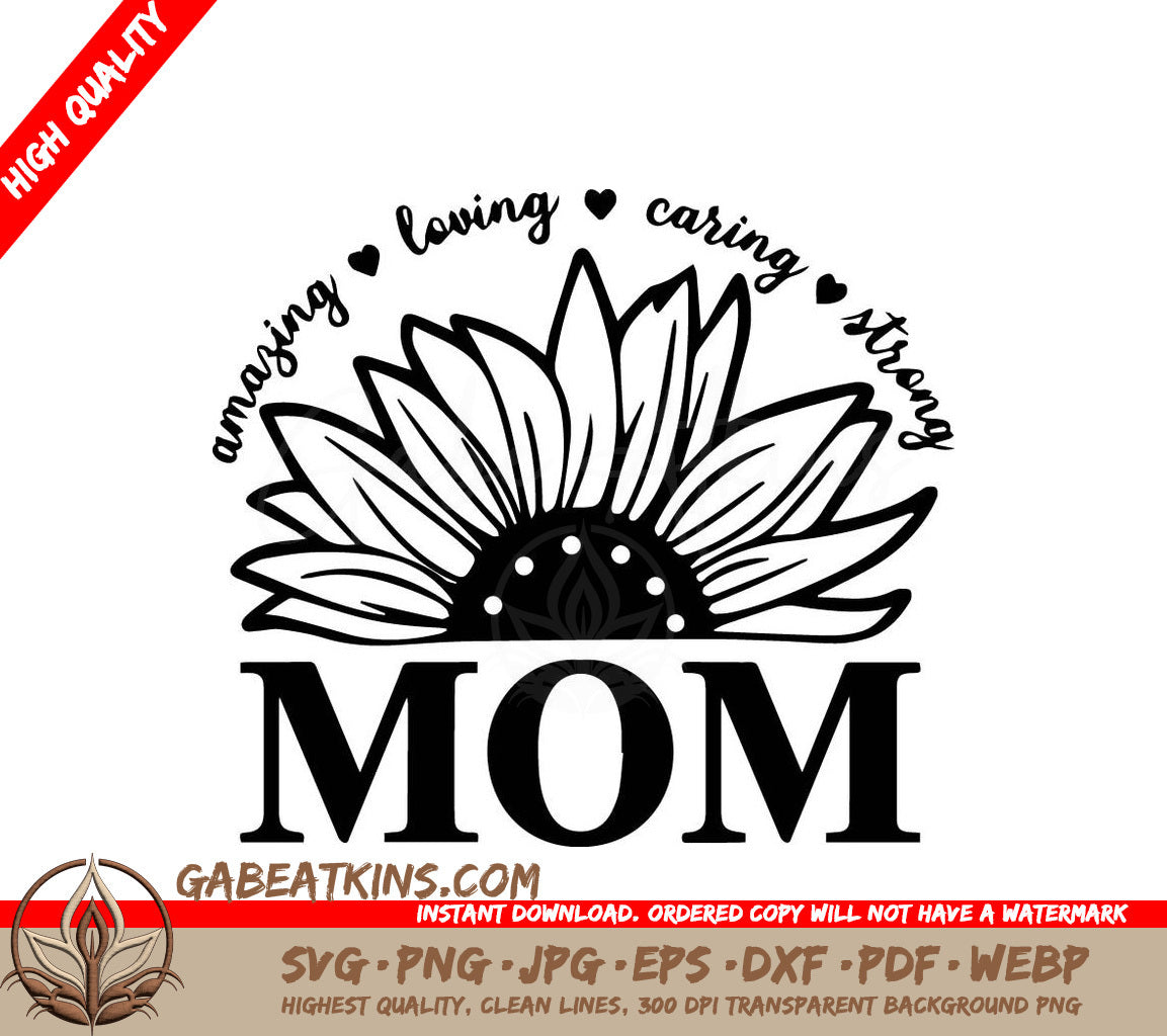  A Sunflower With The Word Mom Below It SVG - Sunflower Mom SVG SVG