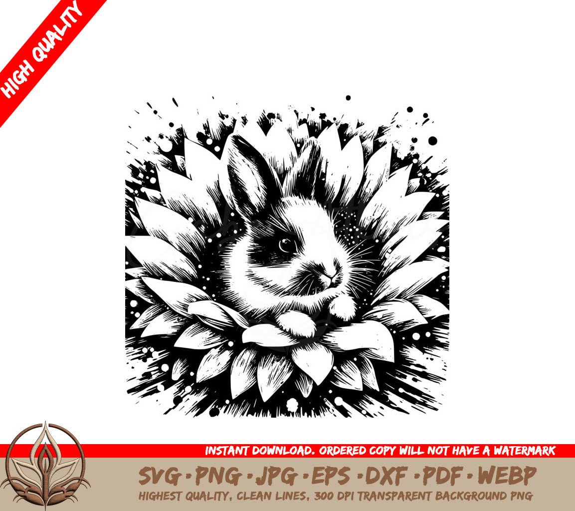 Sunflower Rabbit Bed SVG Cut File  Digital Download 
