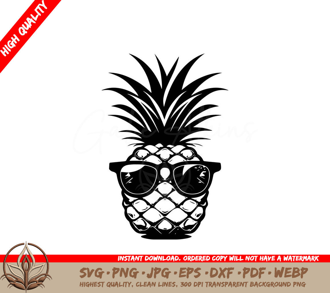 Sunglass Pineapple Digital Design File (SVG, PNG, JPG, AI, PDF, DXF, EPS, WebP) 
