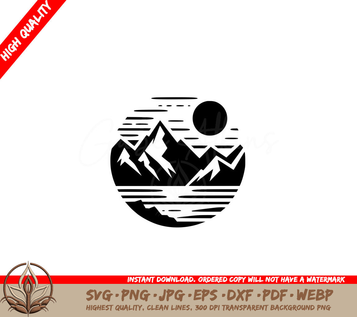 Sunlit Summit Waves SVG PNG JPG AI PDF DXF EPS  WebP Digital Download 
