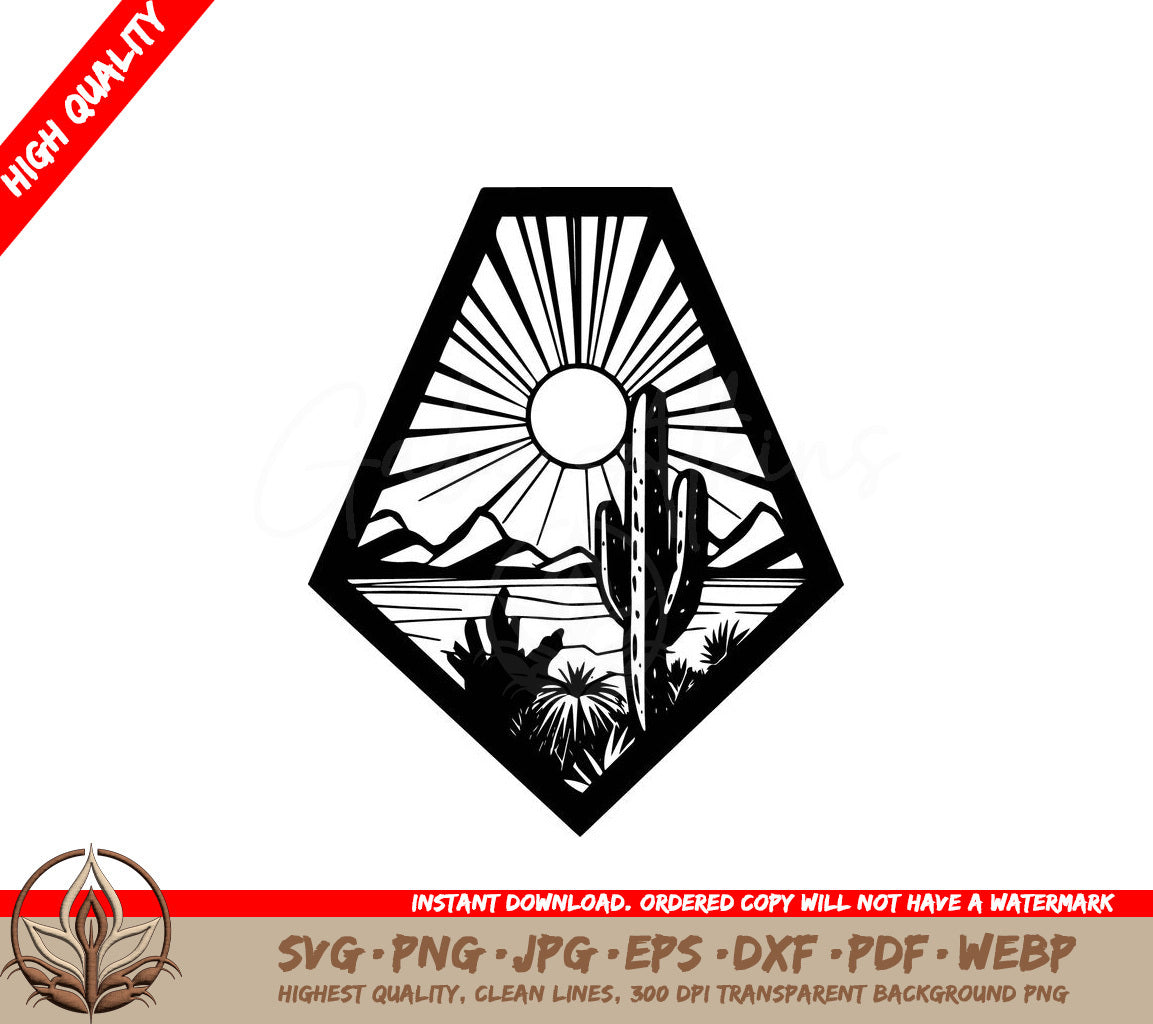 Sunny Desert Day Digital Design - SVG, PNG, JPG, AI, PDF, DXF, EPS  WebP Formats 
