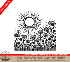 Sunny Field Digital Design File (SVG, PNG, JPG, AI, PDF, DXF, EPS, WebP) 
