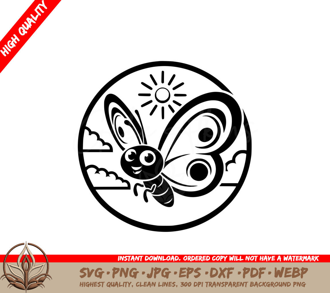 Sunny Smiles Butterfly SVG PNG JPG AI PDF DXF EPS and WebP - Digital Download 
