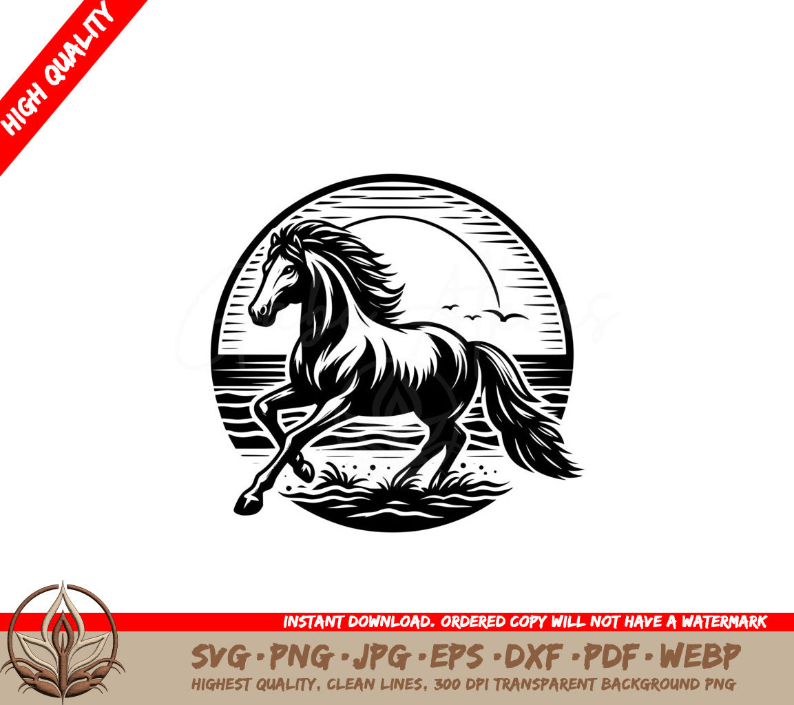 Sunny Sprinting Steed SVG Cut File  Digital Download 
