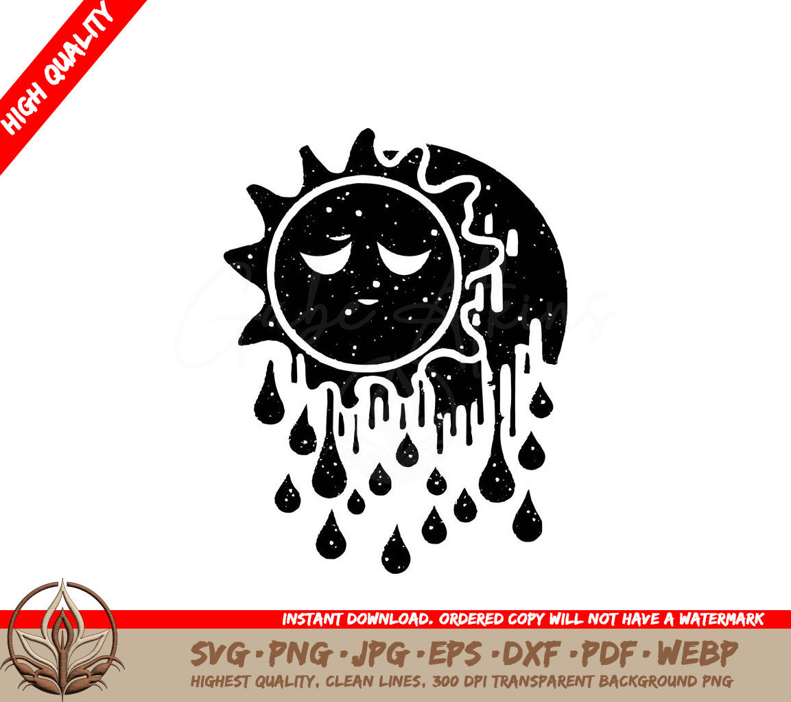 Sunny with a Chance of Raindrops Digital Design File (SVG, PNG, JPG, AI, PDF, DXF, EPS, WebP) 
