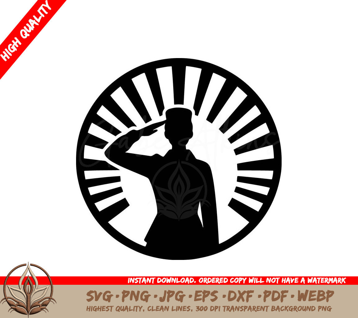 Sunrise Salute Digital Design File (SVG, PNG, JPG, AI, PDF, DXF, EPS, WebP) 
