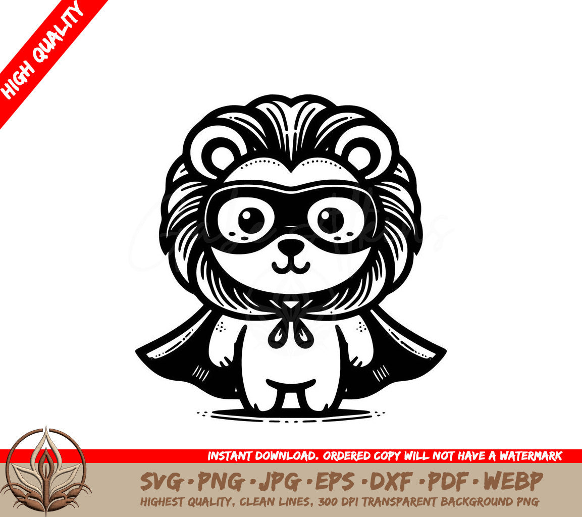 Super Lion Hero Digital Design File (SVG, PNG, JPG, AI, PDF, DXF, EPS, WebP) 
