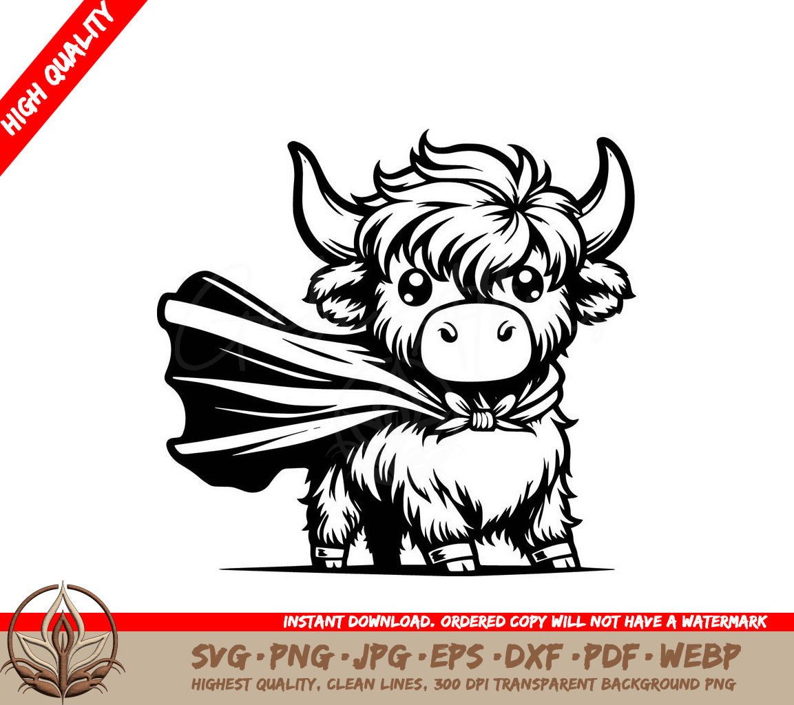 Superhero Cow Digital Design in Multiple File Formats 
