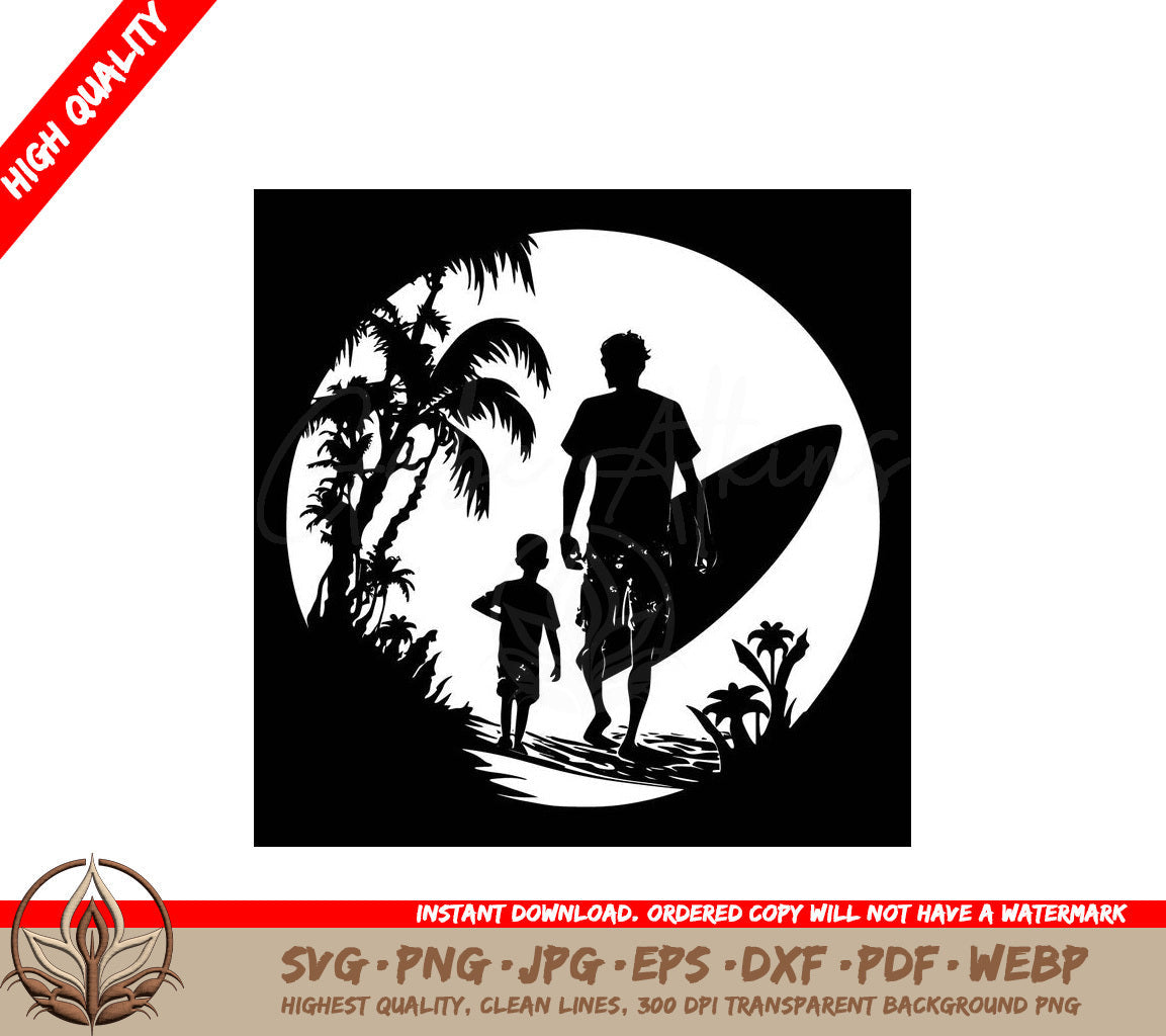 Surf Lesson Digital Design File (SVG, PNG, JPG, AI, PDF, DXF, EPS, WebP) 
