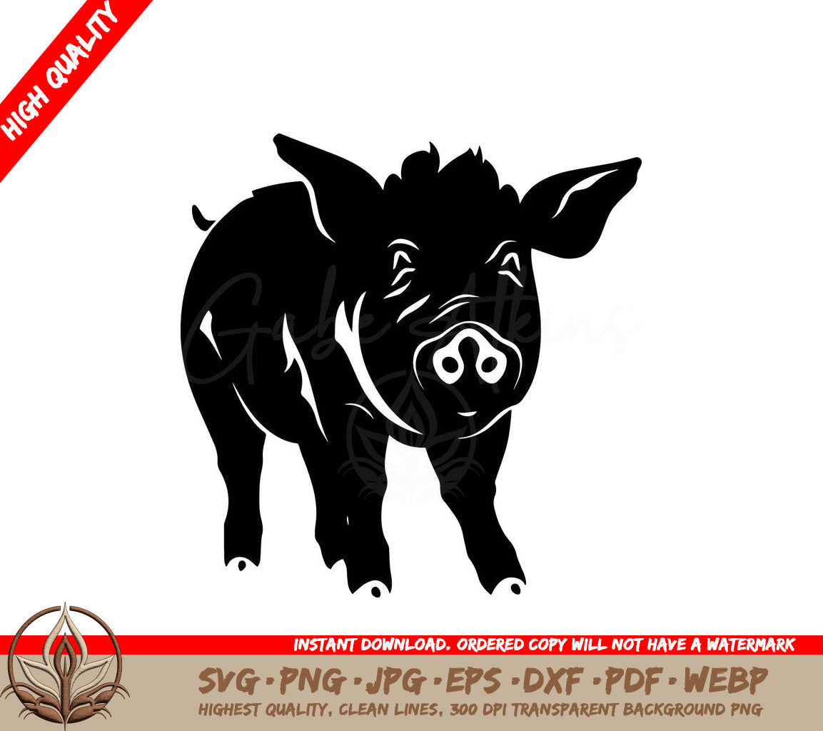 Surprised Pig Digital Design in Multiple File Formats (SVG, PNG, JPG, AI, PDF, DXF, EPS, WebP) 
