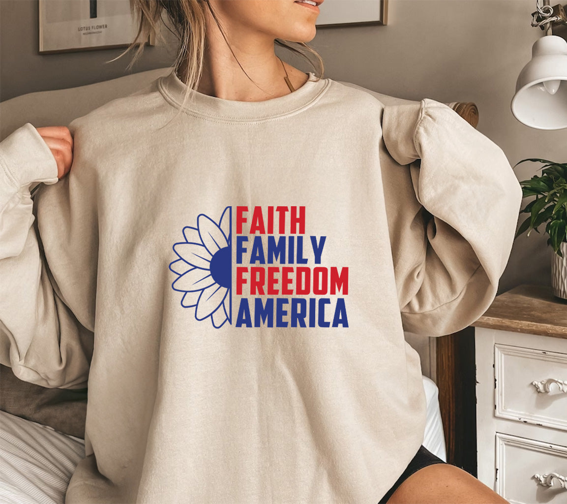 Faith, Family, Freedom America SVG for Crafting 4th of July with Silhouette and Cricut | You Get Faith Family Freedom America SVG, PNG, JPG, EPS, DXF, PDF 