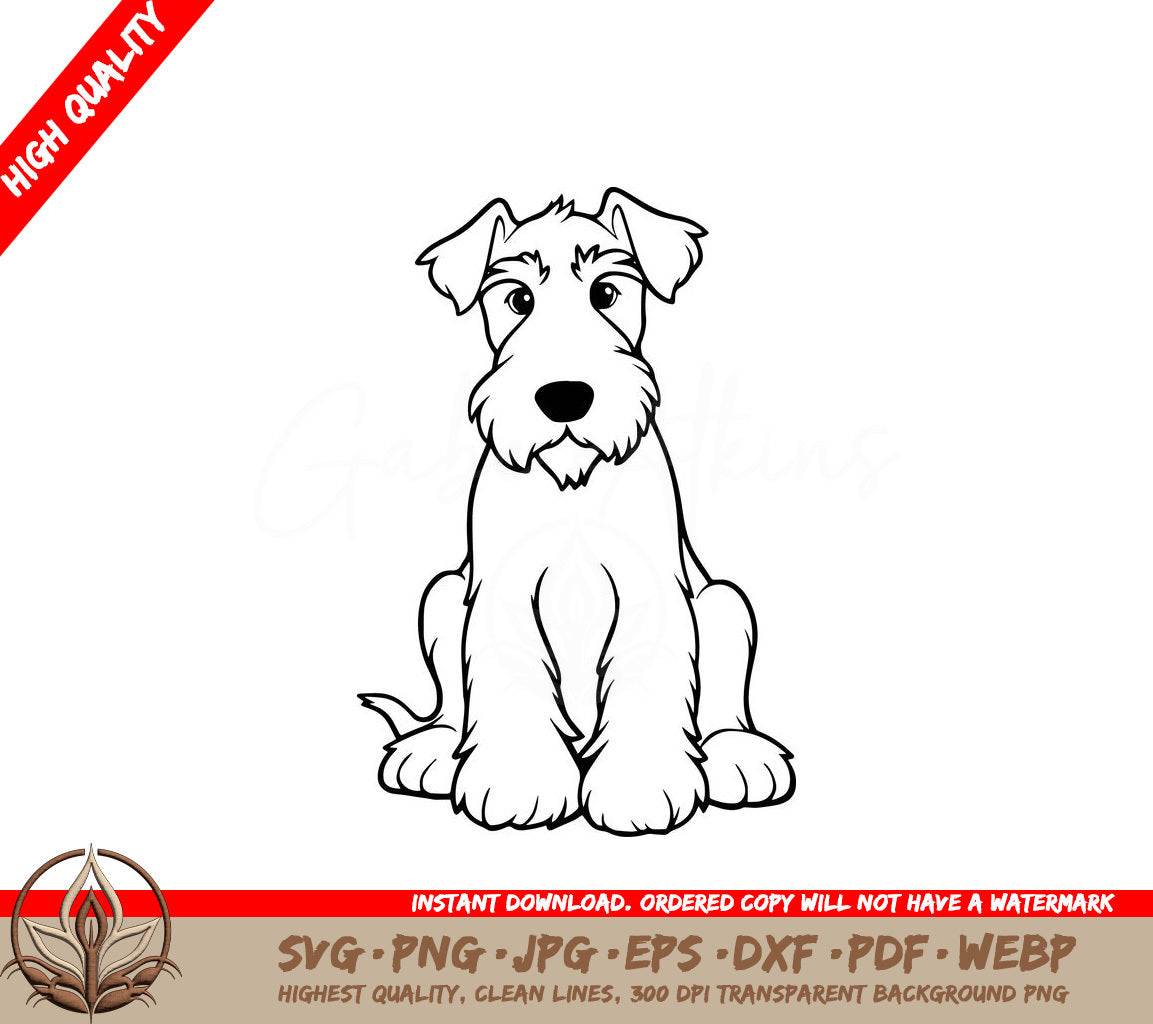 Sweet Airedale Terrier Digital Design in SVG, PNG, JPG, AI, PDF, DXF, EPS and WebP Formats 
