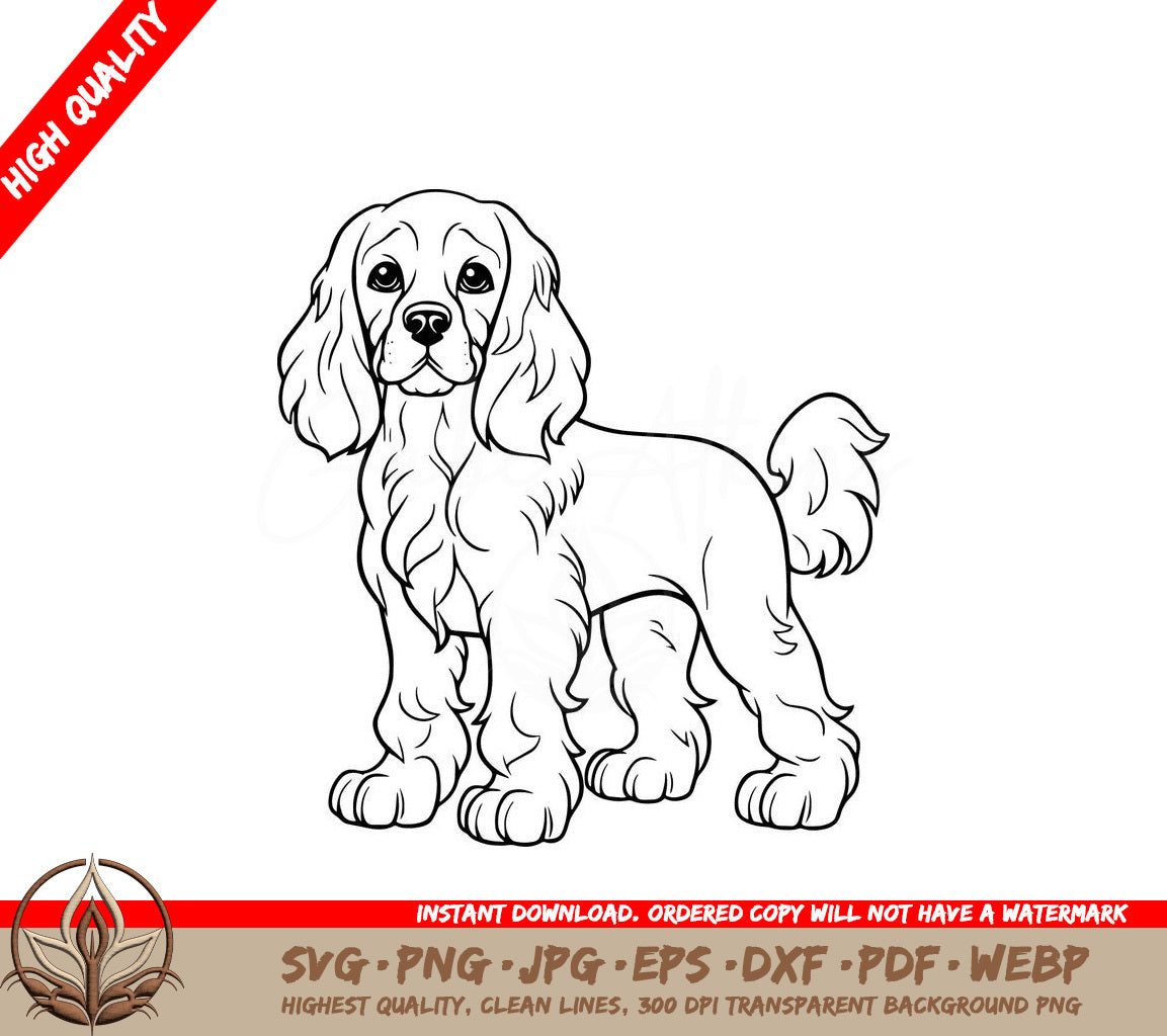 Sweet Cocker Spaniel Digital Design in Multiple File Formats 
