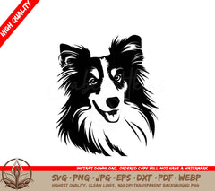 Sweet Collie Digital Design File for Crafters (SVG, PNG, JPG, AI, PDF, DXF, EPS, WebP) 
